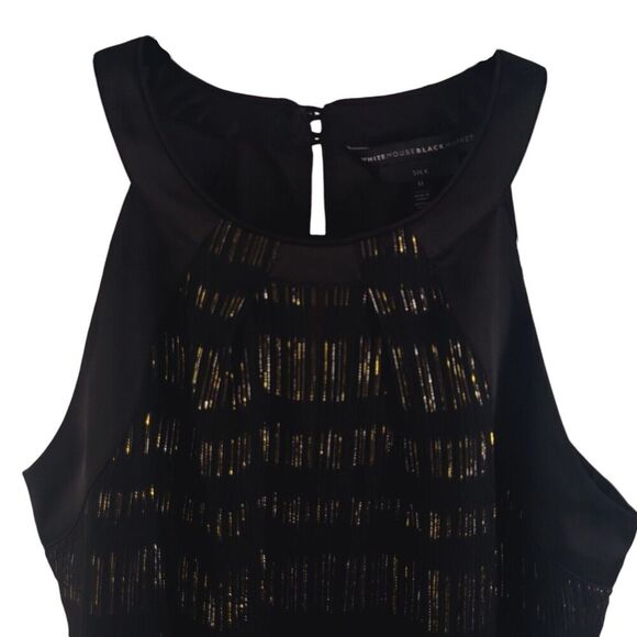 WHITE HOUSE BLACK MARKET Womens 0 XS Shimmer Silk Metallic Halter Tank Top - Picture 7 of 11
